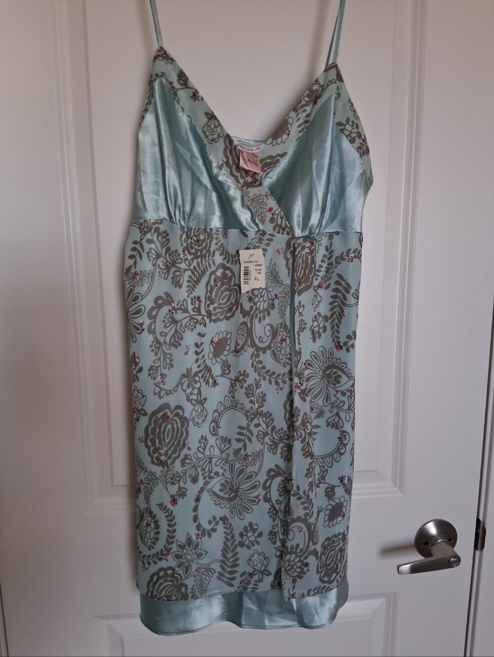 Light Blue Floral Satin Nightie